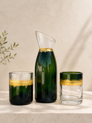 Set Rinascita Radici – Caraffa e 2 Bicchieri in Vetro Recuperato