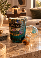 Candela di Design Santa Ana Florale – Idea Regalo Artigianale in Bottiglia Riciclata