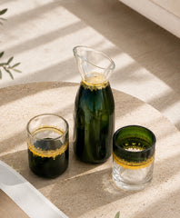 Set Rinascita Radici – Caraffa e 2 Bicchieri in Vetro Recuperato