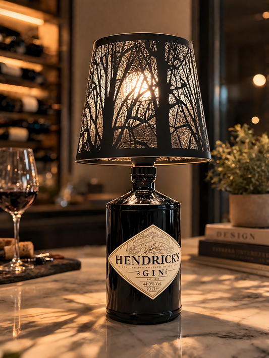 Lampada Hendrick’s Gin bottiglia riciclata con paralume