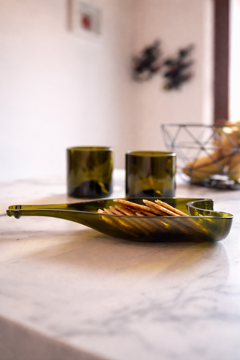 Set aperitivo vetro riciclato con piatto e bicchieri