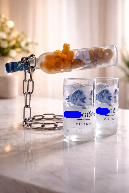 Set Aperitivo da Bottiglie Goose Riciclate - 2 Bicchieri + Piatto Sospeso