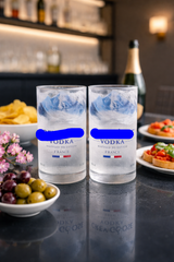 Set bicchieri in vetro riciclato Goose – Cocktail design (incisione personalizzata)