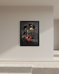 Quadro "Amuerte's Black Heart" - Arredo Design Artigianale Nero Elegante