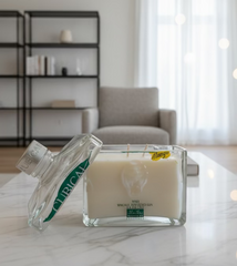 Candela Gin Cubical con tappo — Artigianale riciclata (incisione personalizzata)