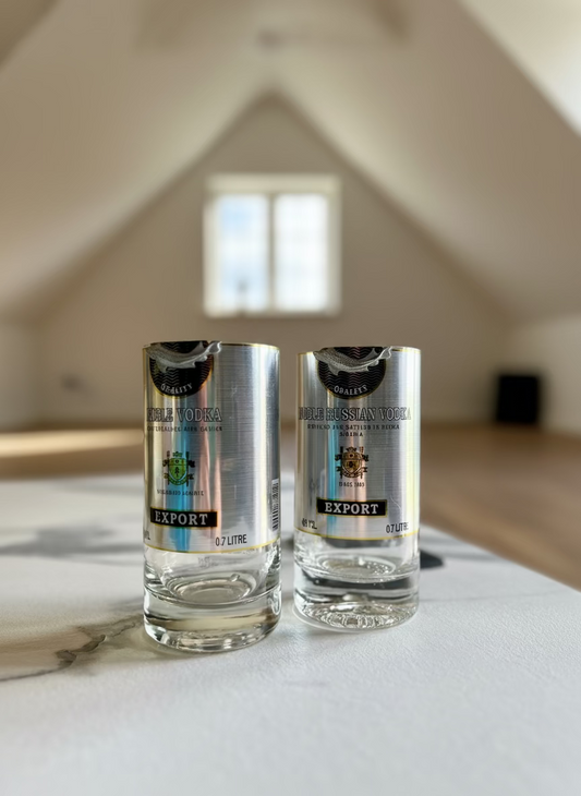 Bicchieri da Bottiglie Beluga Riciclate (incisione personalizzata)