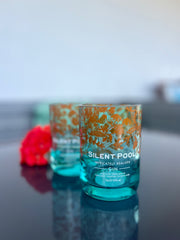 Set di 2 bicchieri in vetro riciclato con decoro floreale