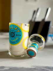 Candela Gin Malfy Limone con tappo — Artigianale riciclata (incisione personalizzata)