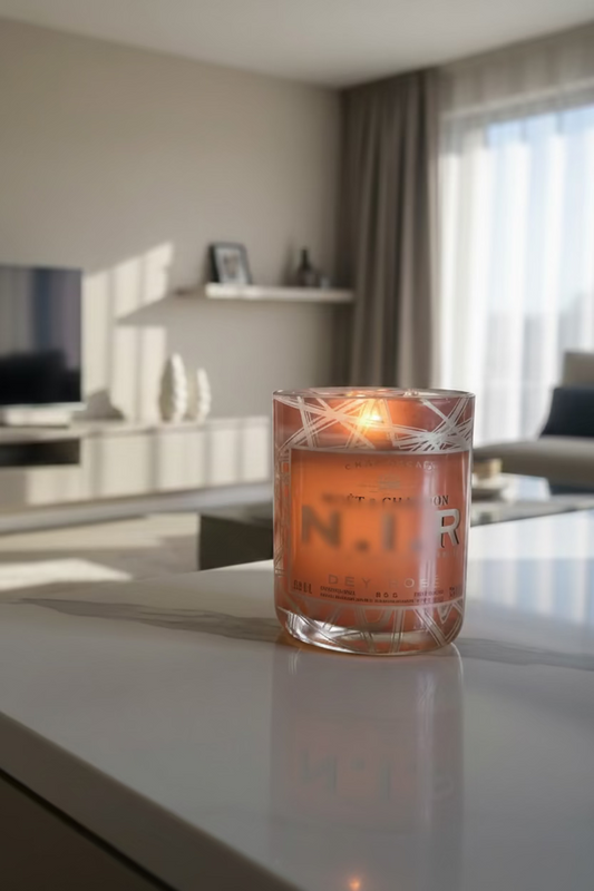 Candela M. Terracotta con Luce sul Fondo in Vetro Recuperato