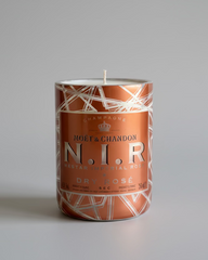Candela Moët Nir con Luce sul Fondo - Bottiglia Champagne Terracotta Upcycled