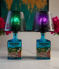Lampada Bottiglia Gin Portofino 1.5lt – LED RGB USB con Telecomando, Design Artigianale