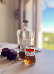 Bicchieri da amaro vintage in vetro con liquore, set bicchieri digestivo design