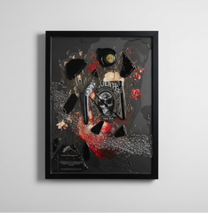 Quadro "Amuerte's Black Heart" - Arredo Design Artigianale Nero Elegante