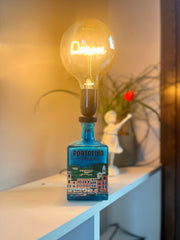 Lampada Portofino - Design Upcycling da Bottiglia Gin (incisione personalizzata)