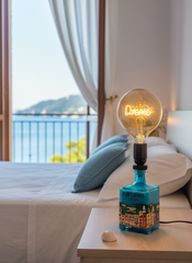 Lampada Portofino - Design Upcycling da Bottiglia Gin (incisione personalizzata)