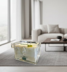 Candela Gin Cubical con tappo — Artigianale riciclata (incisione personalizzata)