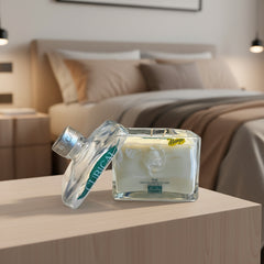 Candela Gin Cubical con tappo — Artigianale riciclata (incisione personalizzata)