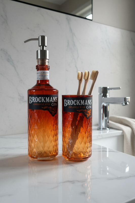 Set Bagno Brockman's Orange Kiss Artigianale - Dispenser Sapone e Portaspazzolini