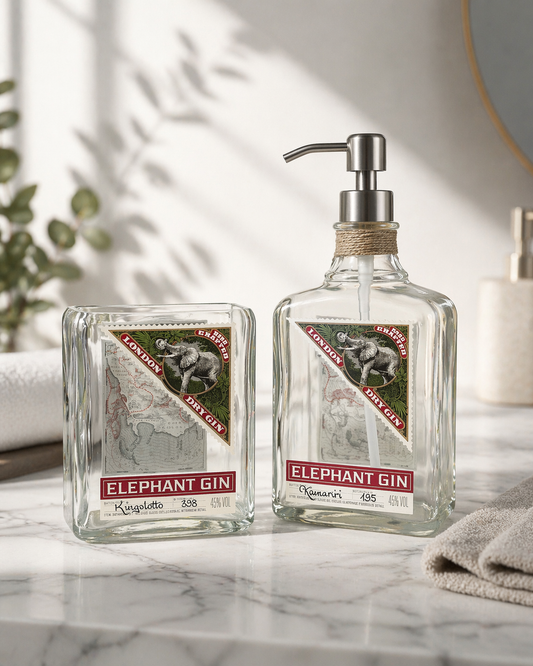 Set Bagno Elephant Gin – Portasapone e Portaspazzolini in Vetro