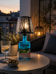 Lampada Bottiglia Gin Portofino 1.5lt – LED RGB USB con Telecomando, Design Artigianale