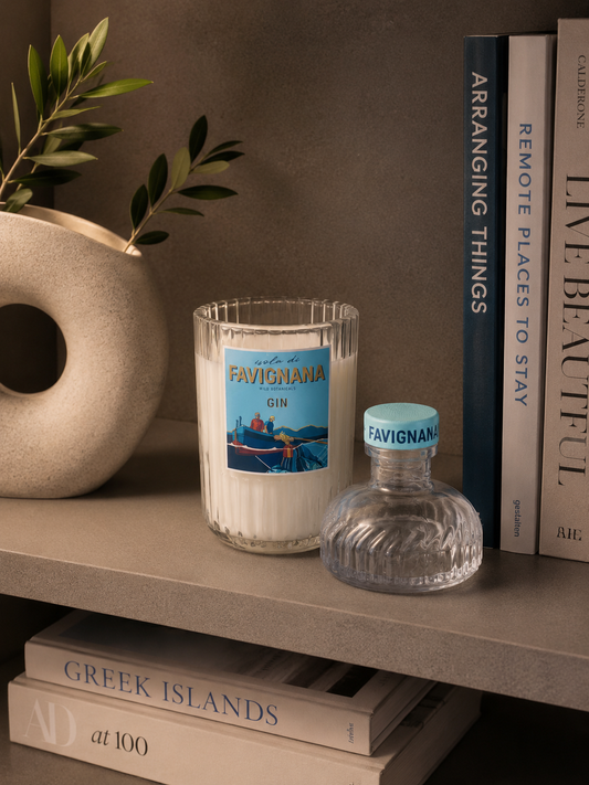 Candela Favignana Gin – Candela Artigianale in Vetro di Design