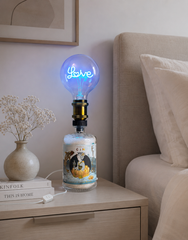 Lampada Etsu Gin Love LED Blu – Lampada Artigianale da Tavolo con Presa Elettrica