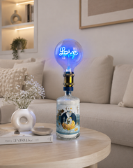 Lampada Etsu Gin Love LED Blu – Lampada Artigianale da Tavolo con Presa Elettrica