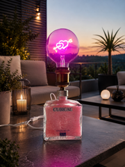 Lampada Artigianale Cubical Gin con Cuore LED Rosa – Presa Elettrica