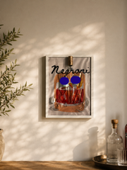 Quadro "Il Negroni" - Arredo Design Artigianale per Amanti del Cocktail Italiano