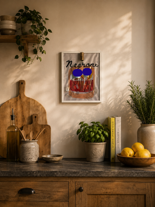Quadro "Il Negroni" - Arredo Design Artigianale per Amanti del Cocktail Italiano