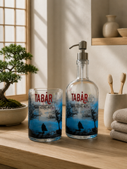 Set Bagno Tabarro | Dispenser Sapone e Portaspazzolini in Vetro Recuperato