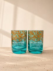 Set di 2 bicchieri in vetro riciclato con decoro floreale