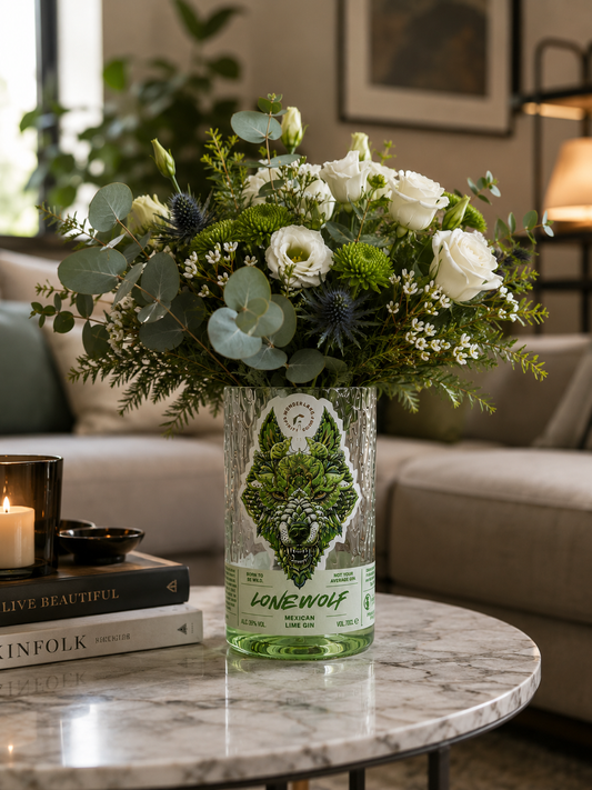 Vaso LONEWOLF Verde – Vaso in Bottiglia di Gin Riciclata