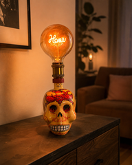 Lampada Teschio “Home” – Lampada da Tavolo da Bottiglia Riciclata