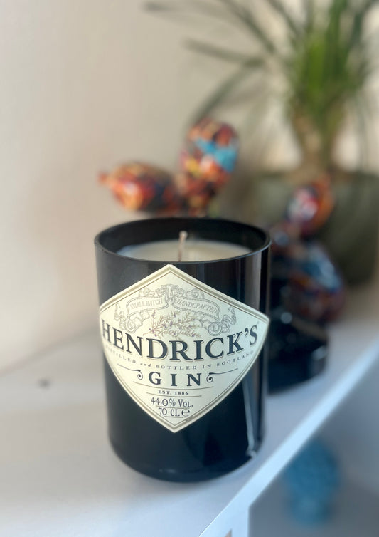 Candela Gin Hendrick's con tappo — Artigianale riciclata design vittoriano (incisione personalizzata)