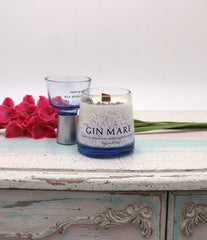 Candela Gin Mare classica con tappo — Artigianale riciclata (incisione personalizzata)