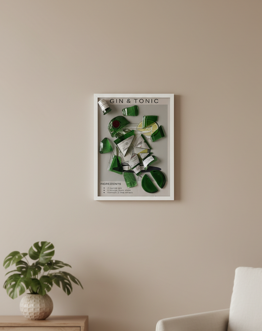 Quadro Gin & Tonic Artigianale – Bottiglia Originale e Design Moderno