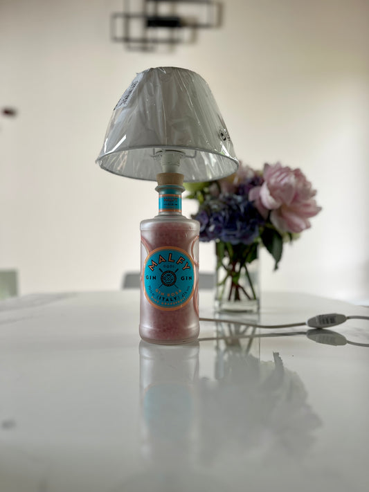 Lampada Rosa paralume bianco (incisione personalizzata)