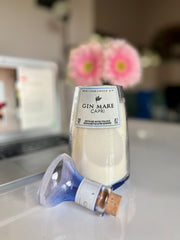 Candela Gin Mare Capri con tappo — Artigianale riciclata design mediterraneo (incisione personalizzata)