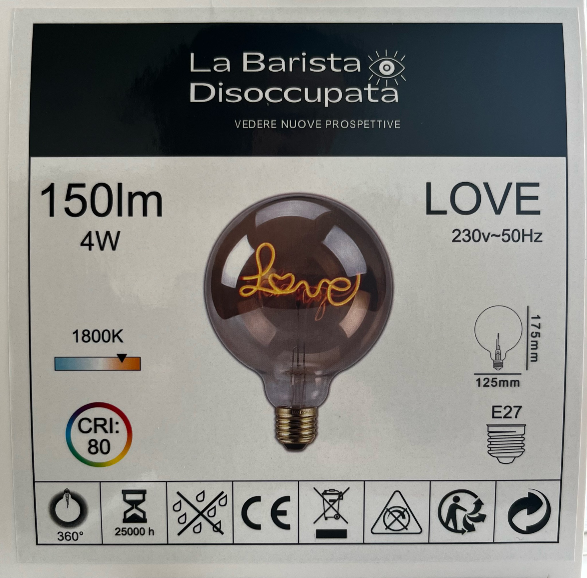 Lampadina con scritta a led Love