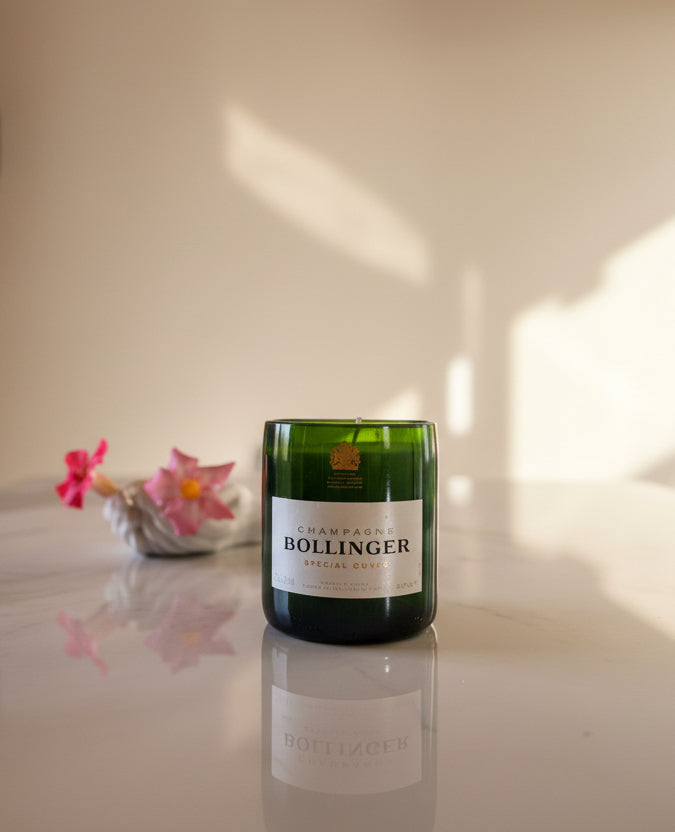 Candela ricavata da riciclo bottiglia di champagne
