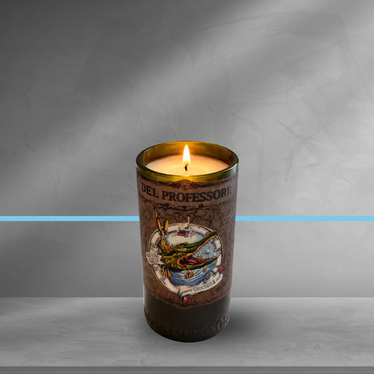 Candela Gin del Professore Crocodile con tappo — Artigianale riciclata (incisione personalizzata)