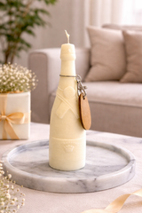 Candela autoportante a forma di bottiglia di champagne – profumo vino & miele