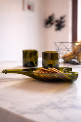 Set aperitivo vetro riciclato con piatto e bicchieri