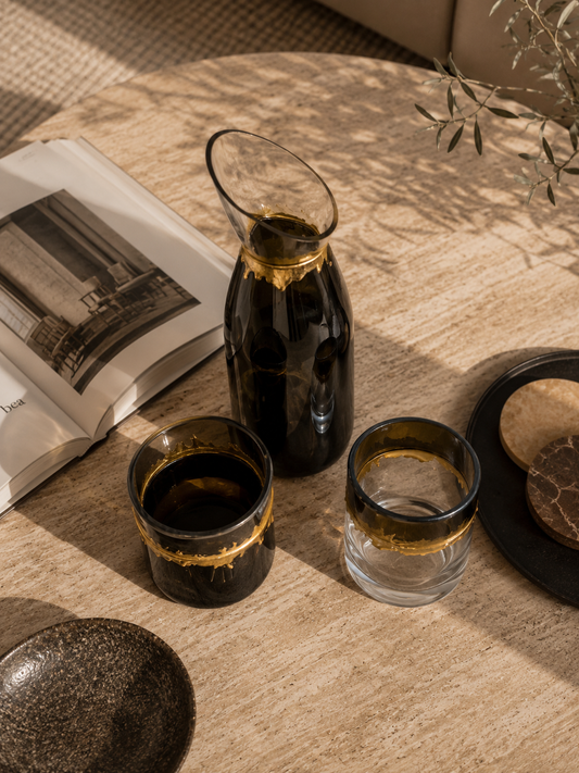 Set Rinascita Terra – Caraffa e 2 Bicchieri in Vetro Recuperato