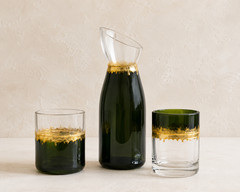 Set Rinascita Radici – Caraffa e 2 Bicchieri in Vetro Recuperato