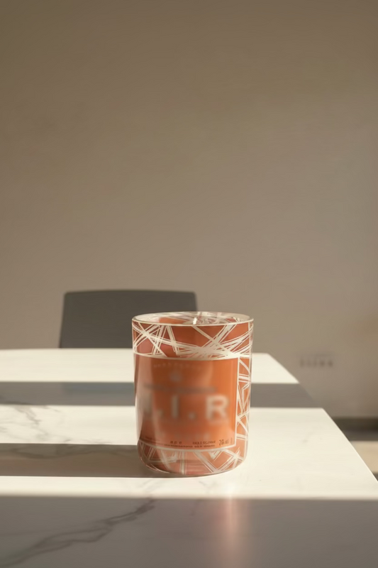 Candela M. Terracotta con Luce sul Fondo in Vetro Recuperato