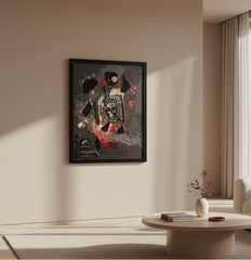 Quadro "Amuerte's Black Heart" - Arredo Design Artigianale Nero Elegante