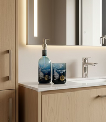 Set Bagno Harahorn Blu Artigianale - Dispenser Sapone e Portaspazzolini