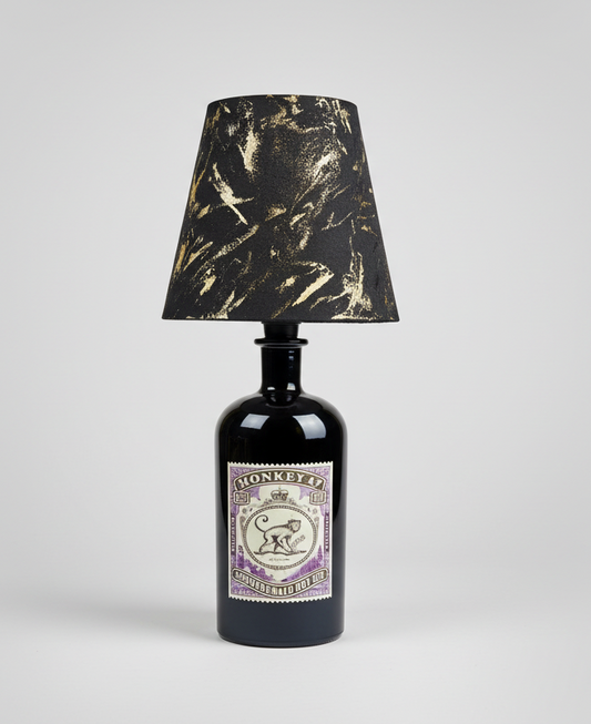 Lampada Bottiglia Monkey Gin - Paralume Dipinto a Mano (incisione personalizzata)